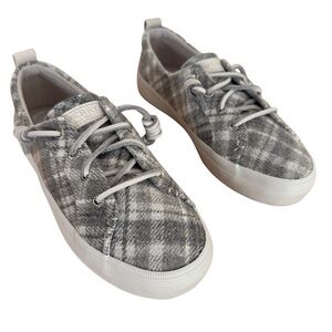 Sperry | Crest Vibe Grey Plaid Wool Blend Sneakers Memory Foam Size 5.5 NWT